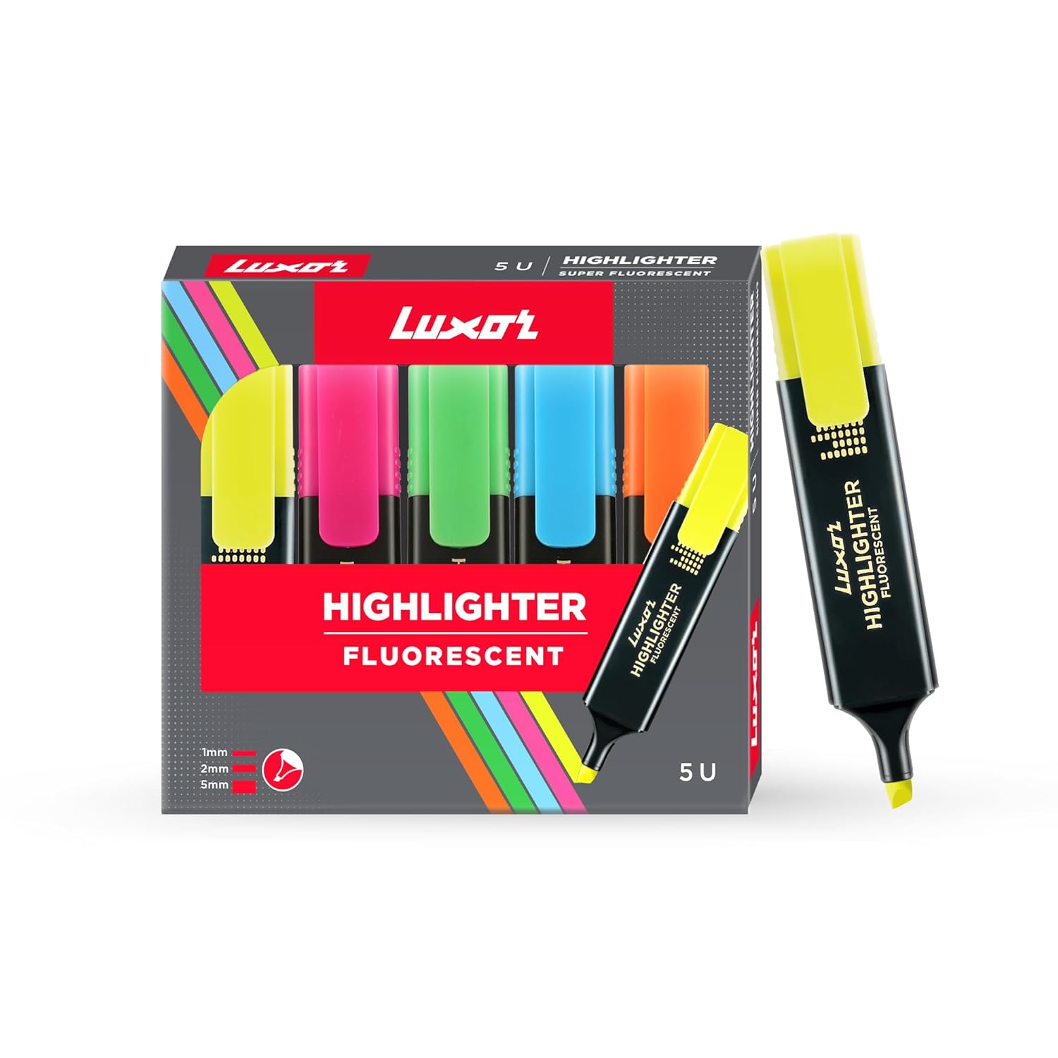 Luxor Highlighter Fluorescent | Assorted | Set of 5 |