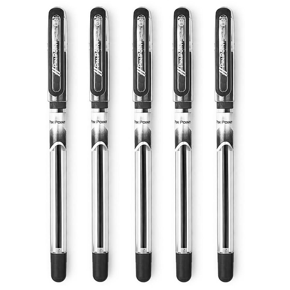 Pin Point Ball Pens 0.6mm Tip Elastic Grip Pack of 20 Pens for OCS Prelims, Best for Exams | 0.6mm Ball Pens Black Ink